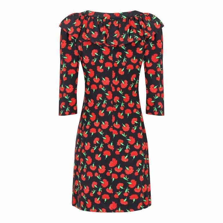 Autumn/Winter 94 - 95 Yves Saint Laurent Red Carnation Print Dress