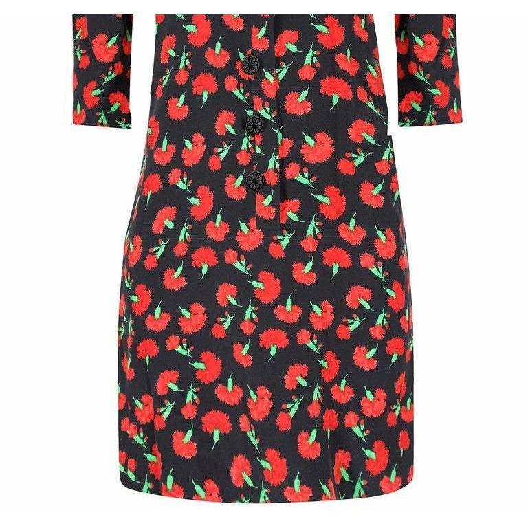 Autumn/Winter 94 - 95 Yves Saint Laurent Red Carnation Print Dress