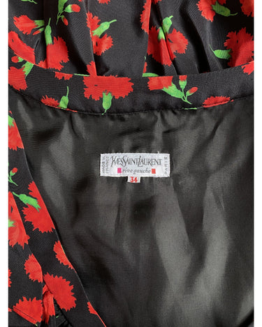 Autumn/Winter 94 - 95 Yves Saint Laurent Red Carnation Print Dress