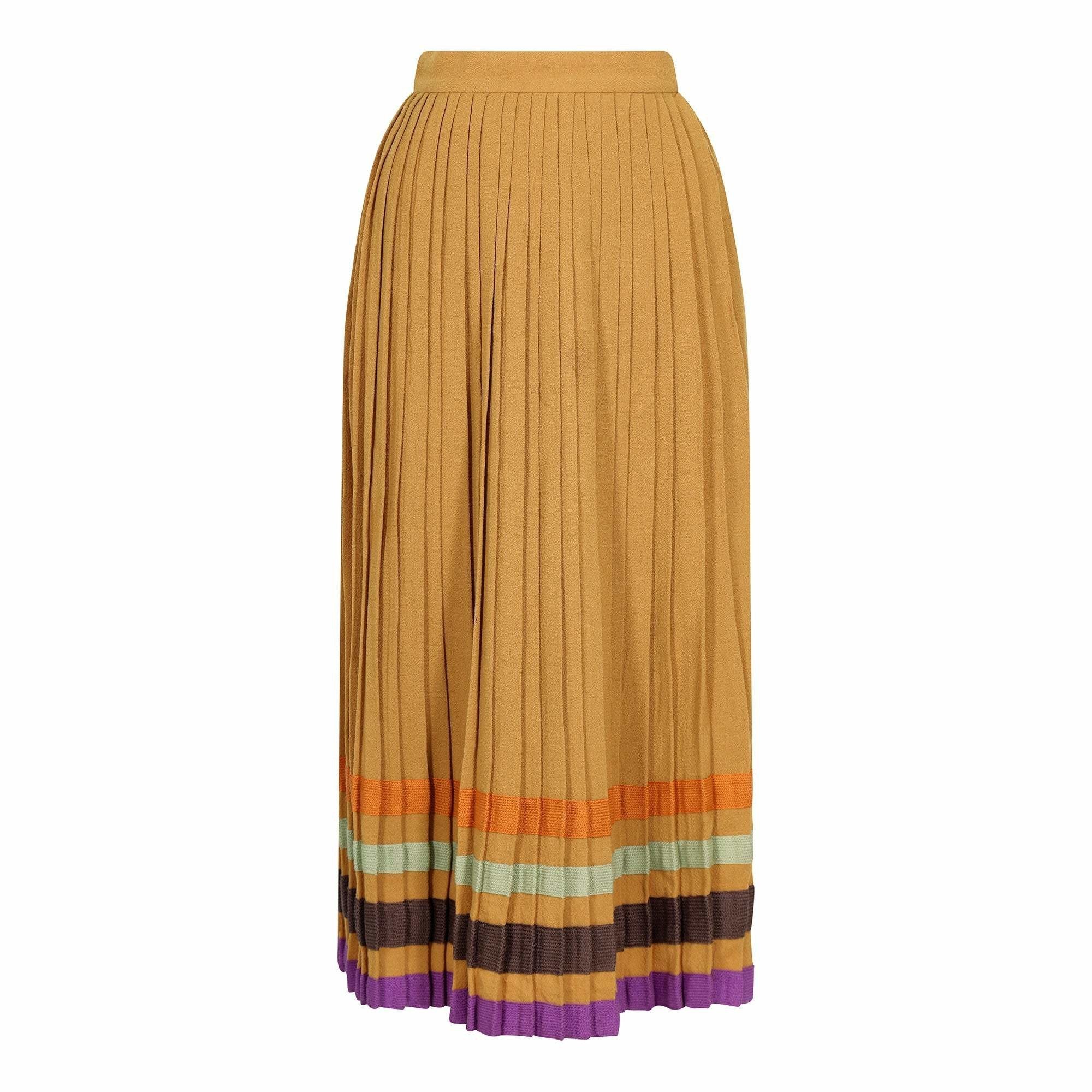 Bill Gibb 1970s Accordion Pleat Wool Skirt