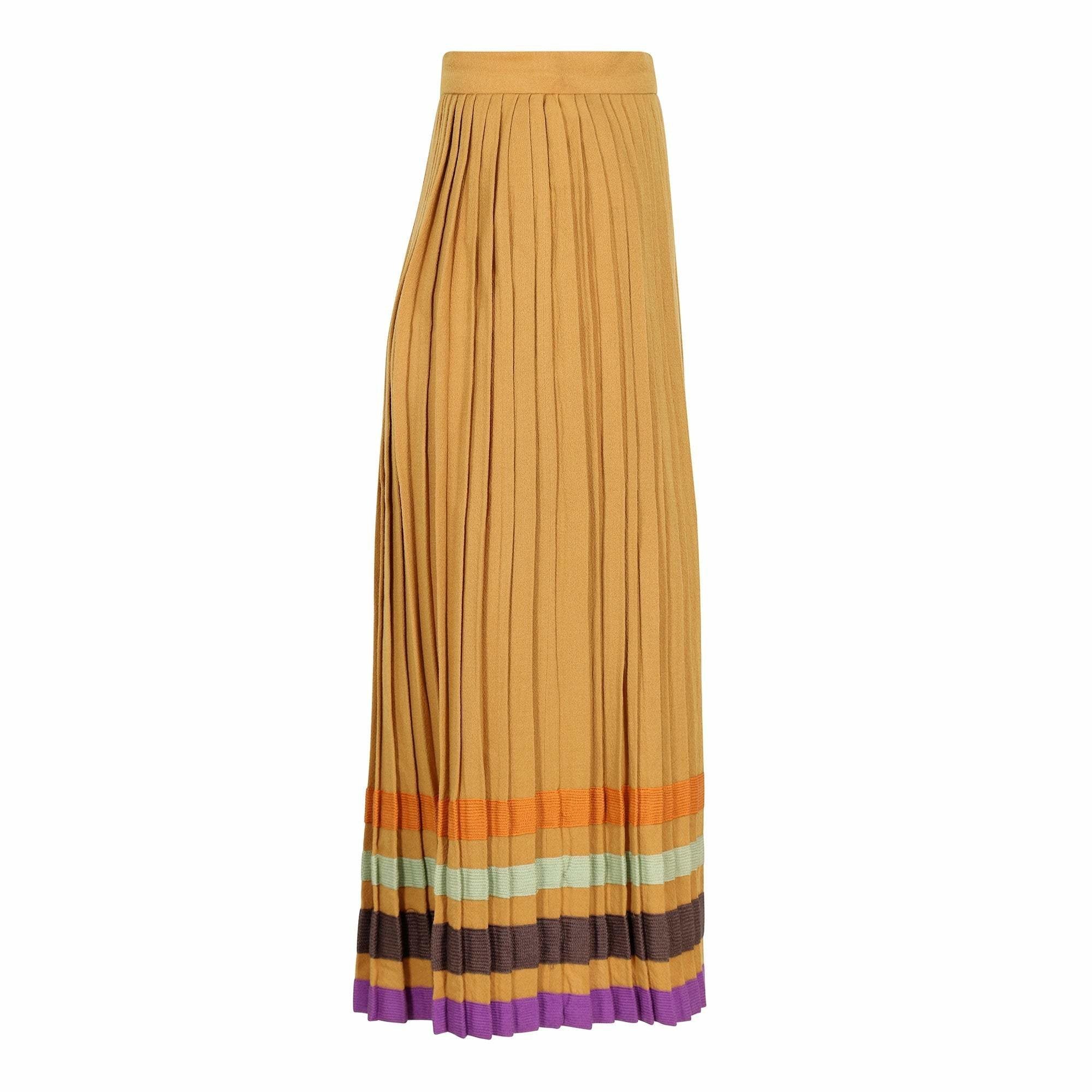 Bill Gibb 1970s Accordion Pleat Wool Skirt