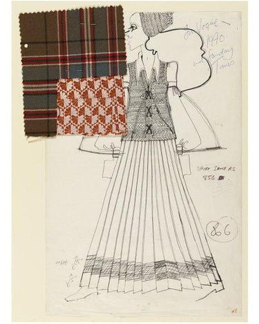 Bill Gibb 1970s Accordion Pleat Wool Skirt