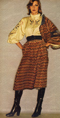 1970s Bill Gibb Piano Print Velvet Midi Skirt-CIRCA VINTAGE LONDON