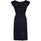 Black Crepe Vintage 1960s Cocktail Dress With Bead Embellishment and Cap Sleeve