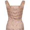 Ceil Chapman 1950s Peach Silk Dress With Beading and Velvet Ribbon Applique