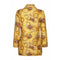 Celine 1980s Yellow Equestrian Print Silk Quilted Jacket