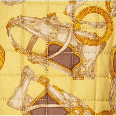 ARCHIVE: Celine 1980s Yellow Equestrian Print Silk Quilted Jacket