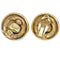 Chanel 1970s Goldtone Earrings With Large Rhinestone