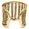Chanel 1970s Pair of Gold Tone Cuff Bracelets With Chain Link Detail