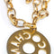 Chanel 1980s Gold Tone Chain Coco Medallion Cutout Necklace