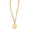 Chanel 1980s Gold Tone Chain Coco Medallion Cutout Necklace