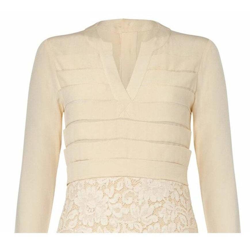 Chanel 1980s Haute Couture Bridal Cream Dress Suit With Lace Overlay