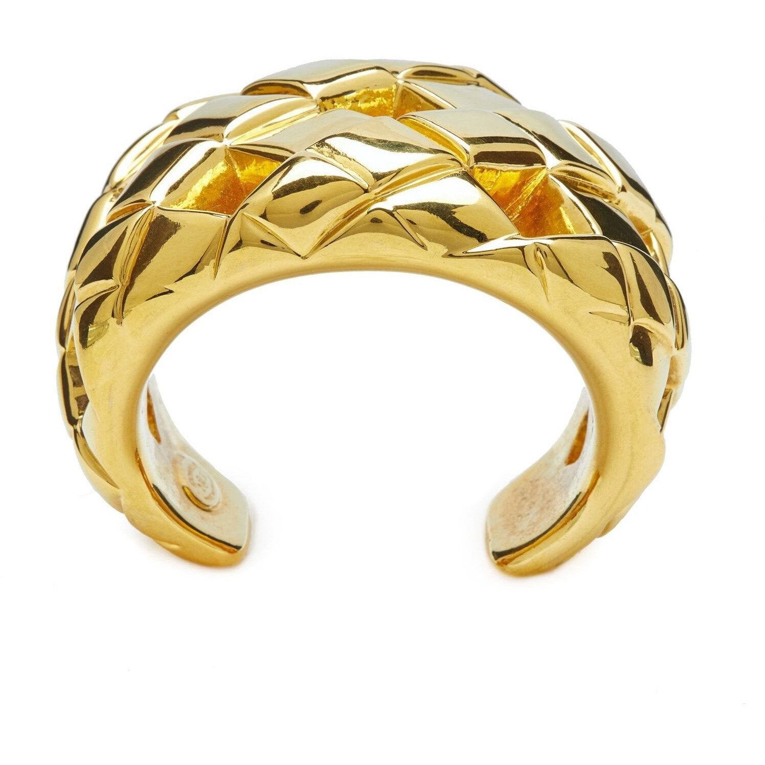 Chanel 1984 Season 23 Gold Matelassé Cuff Bracelet by Victoire de Castallane