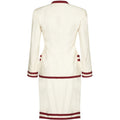 Chanel 1990s Cream Silk Suit with Red Trim