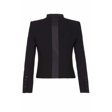 ARCHIVE - Chanel 2003 Black Silk Crepe Jacket With Flat Lapel and Silk Trim