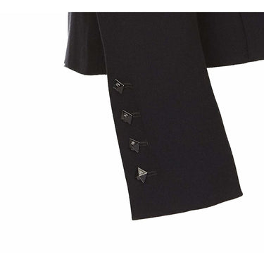 ARCHIVE - Chanel 2003 Black Silk Crepe Jacket With Flat Lapel and Silk Trim