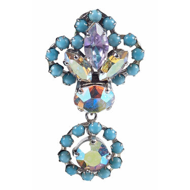 ARCHIVE - Christian Dior 1958 Turquoise Drop Earrings With Iridescent Aurora Borealis