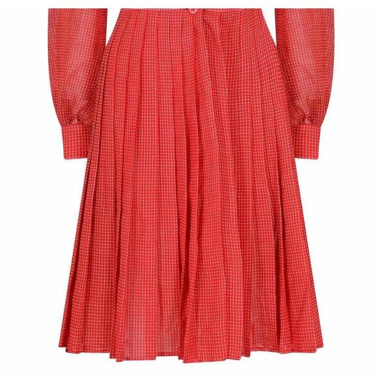 Christian Dior 1970s Muslin Cotton checked Dress