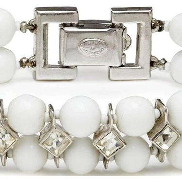 ARCHIVE - Christian Dior By Kramer 1950s Milk Glass Deco Bracelet With Crystal Rhinestones