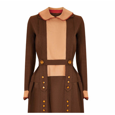 ARCHIVE - Circa 1915 Antique Fine Knit Wool Walking Suit With Tiger's Eye Buttons