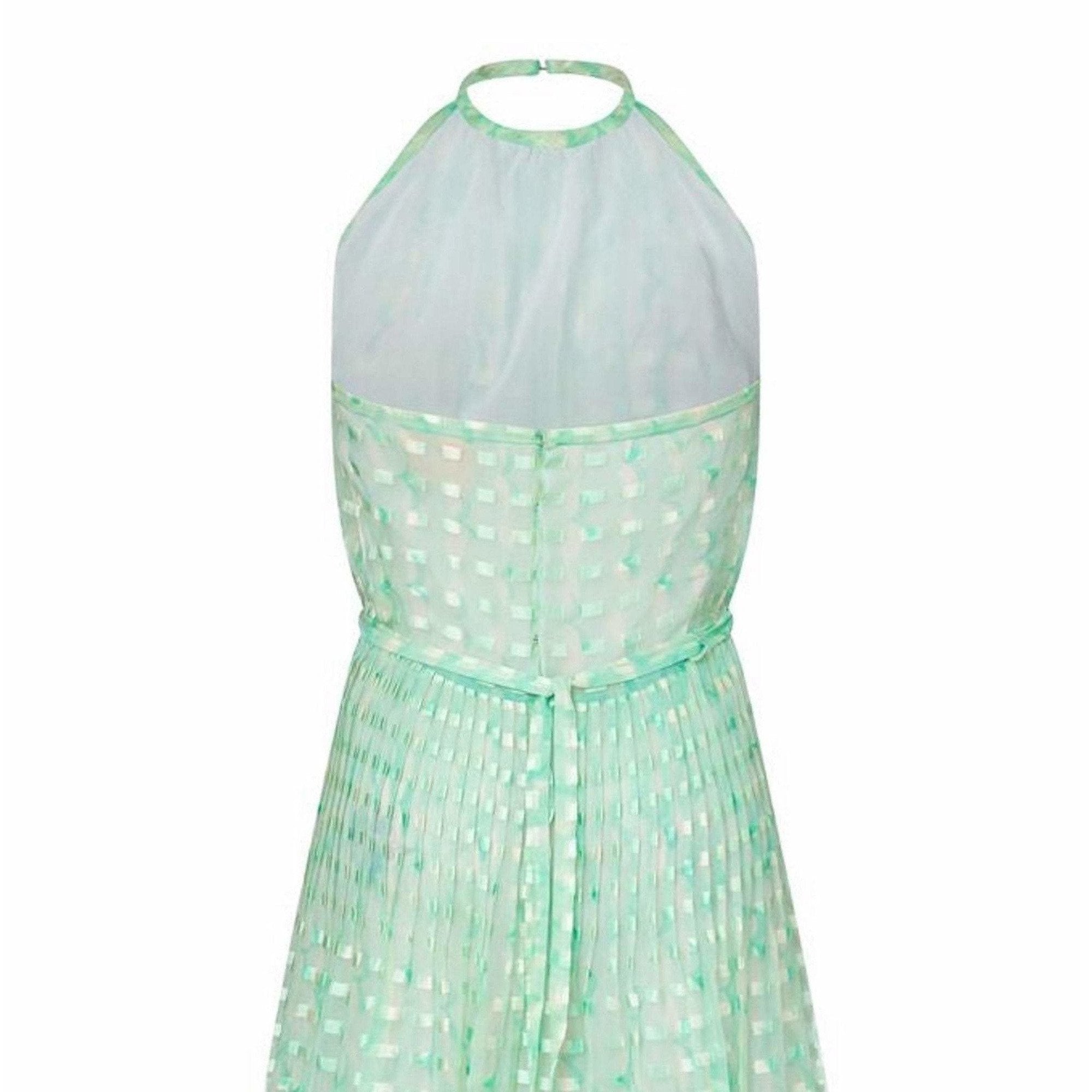 ARCHIVE - Courrges 1970s Silk Chiffon Aquamarine Halter Neck Pleated CIRCA VINTAGE ARCHIVE - Courrges 1970s Silk Chiffon Aquamarine Halter Neck Pleated CIRCA VINTAGE