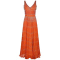 Couture 1960s Burnt Orange Silk Chiffon Gown With Crystal Bead Embellishment