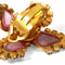 Crystal and Pink Gripoix Glass Cabochon Cluster Earrings