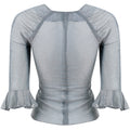 Early 1970s Quorum Silver Disco Top With Flounce Sleeves and Sunburst Detail