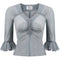 Early 1970s Quorum Silver Disco Top With Flounce Sleeves and Sunburst Detail