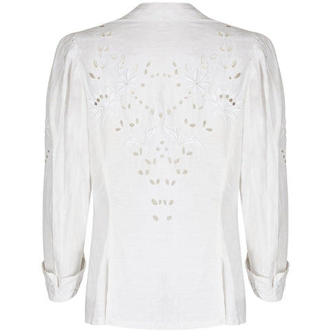 Edwardian Embroidered Whitework Linen Summer Walking Jacket