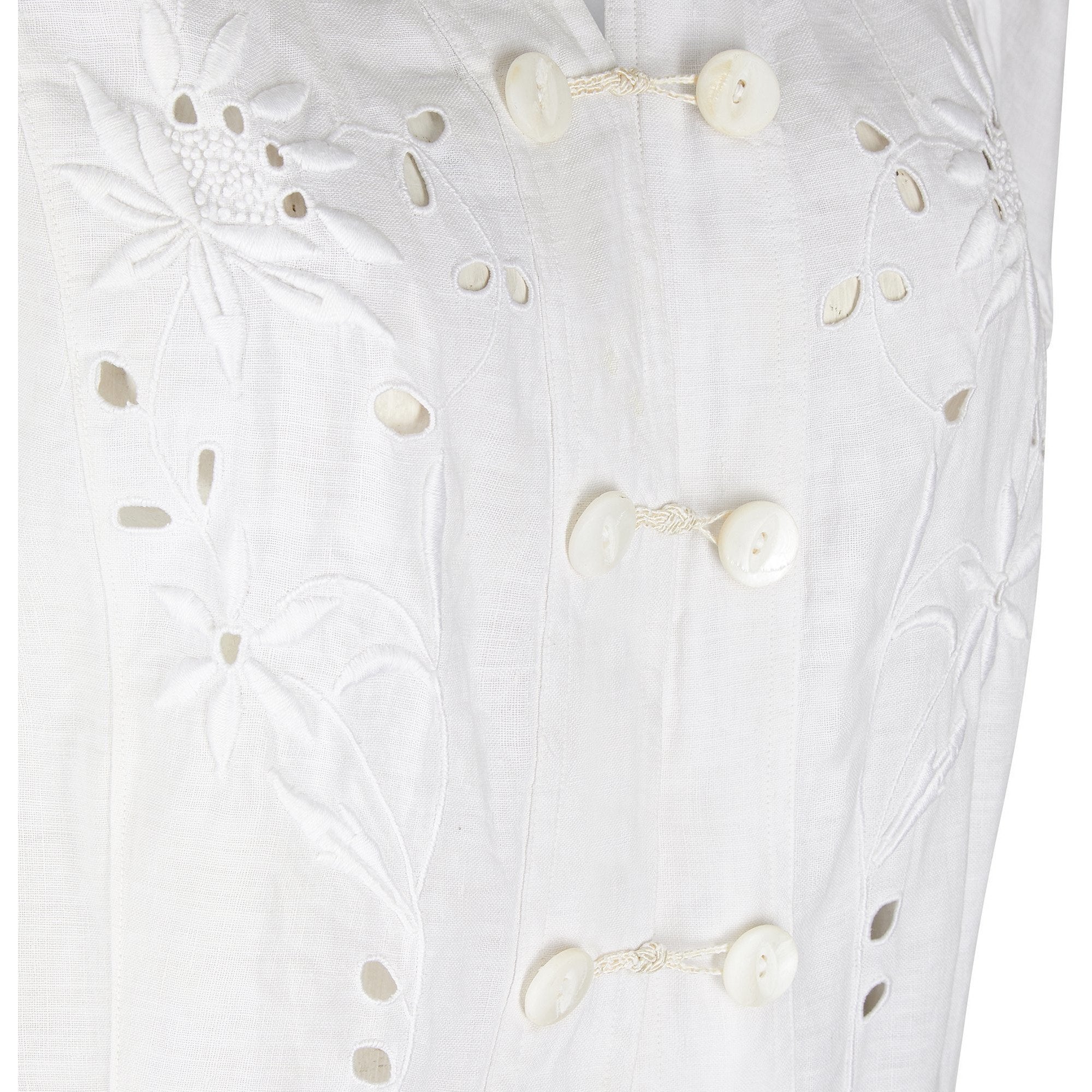 Edwardian Embroidered Whitework Linen Summer Walking Jacket