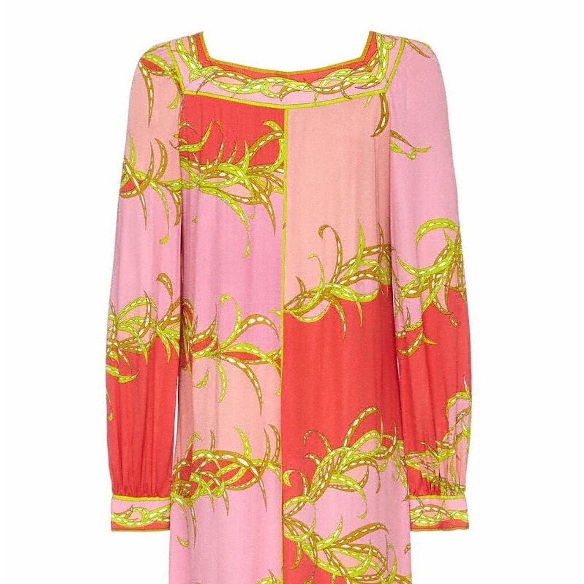 Emilio Pucci 1960s / 1970s Silk Blend Tropical Print Lounge Dress