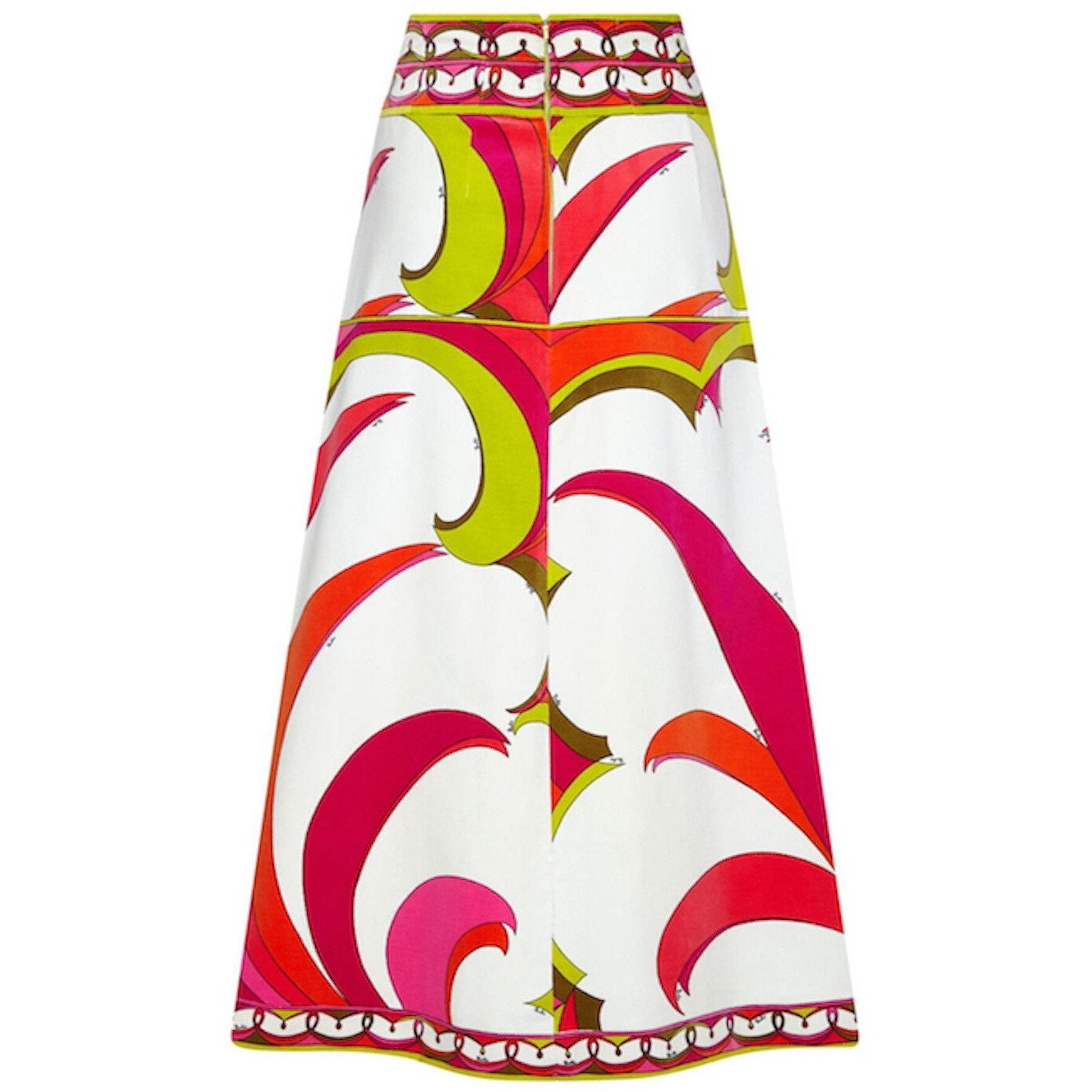 Emilio Pucci 1960s Velvet A-Line Skirt With Tropical Print
