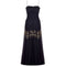 Fred Perlberg 1940s Black and Gold Chiffon Evening Dress with Matching Gloves