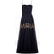Fred Perlberg 1940s Black and Gold Chiffon Evening Dress with Matching Gloves