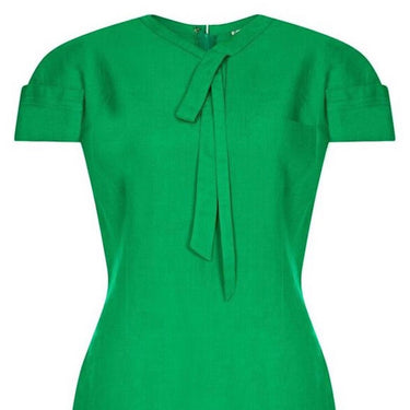 ARCHIVE: Gianni Versace 1980s Emerald Green Linen Mod Dress