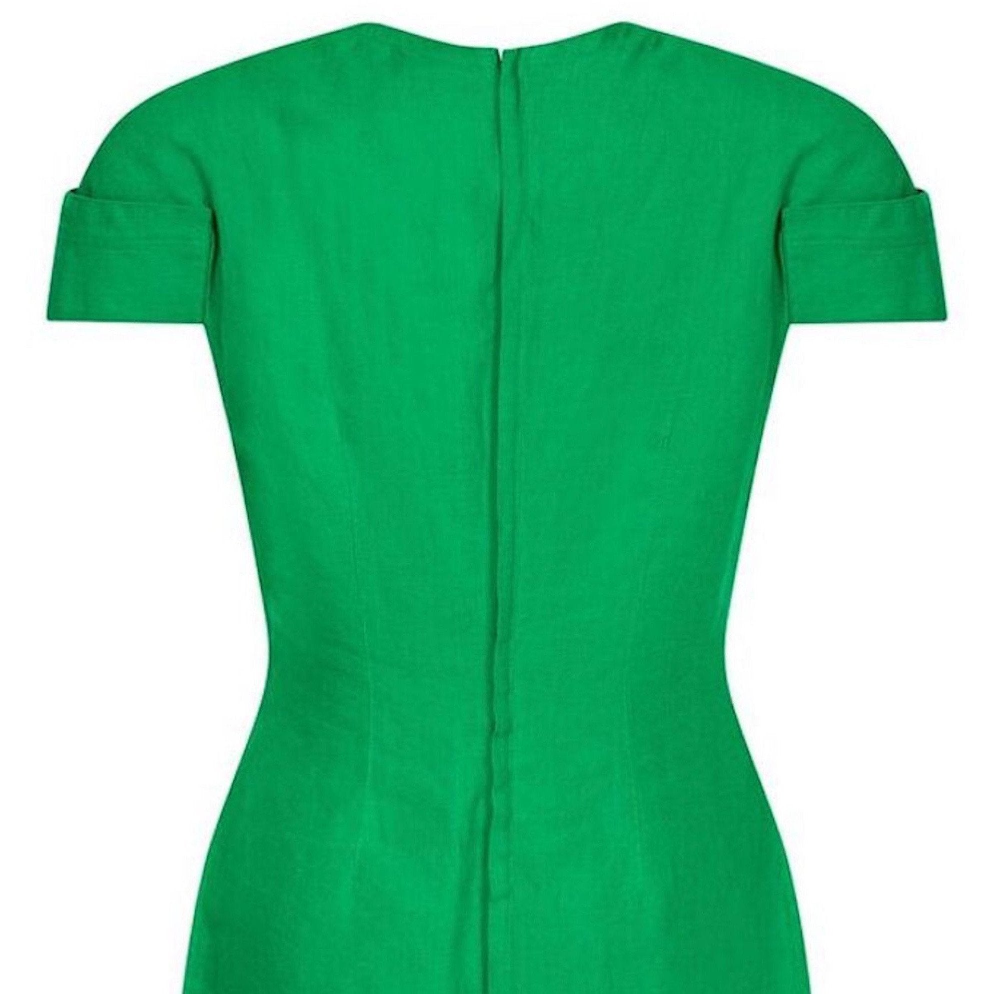 Gianni Versace 1980s Emerald Green Linen Mod Dress