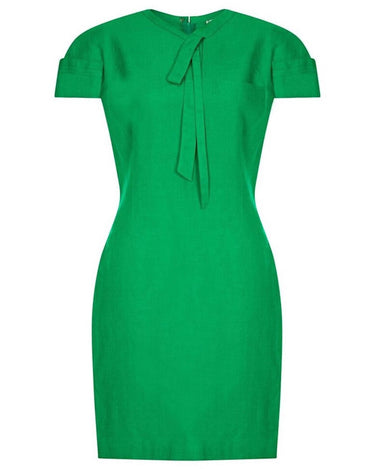 Gianni Versace 1980s Emerald Green Linen Mod Dress