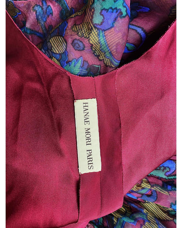 Hanae Mori Haute Couture Printed Silk Chiffon Dress