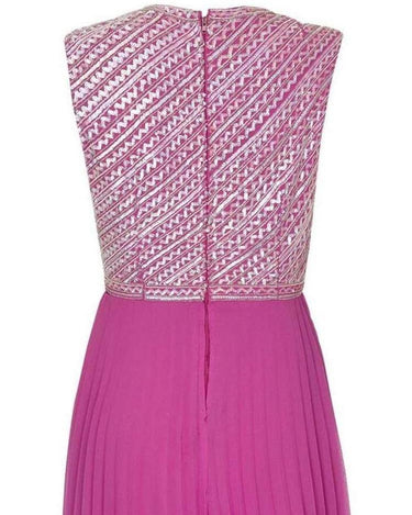 Hannalore of London 1960s Pink Silk Chiffon Sequined Pleated Dress