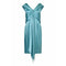 Hardy Amies Couture 1950s Silk Satin Aquamarine Occasion Dress