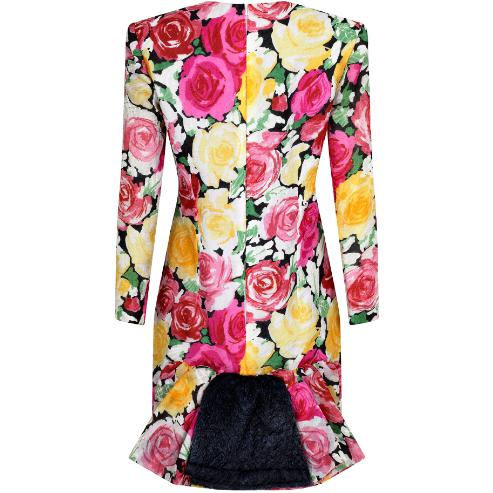 Haute Couture Christian Lacroix 1990s Colourful Rose Print Dress