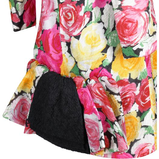 Haute Couture Christian Lacroix 1990s Colourful Rose Print Dress