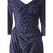 Henri 1950s Silk Navy Polkadot Dress With Pleating Detail