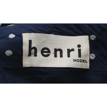 ARCHIVE - Henri 1950s Silk Navy Polkadot Dress With Pleating Detail