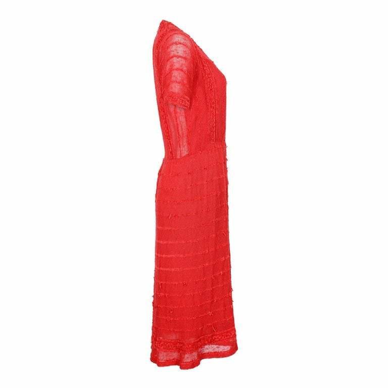 HOLD 1950s Crochet Bright Cherry Red Dress