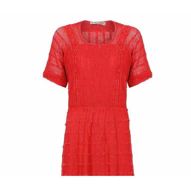 HOLD 1950s Crochet Bright Cherry Red Dress