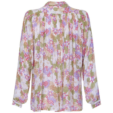 1970s Jeff Banks Floral Chiffon and Lace Blouse