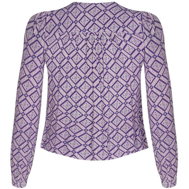 1970s Jeff Banks Geometric Purple Blouse