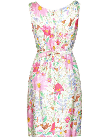Jeunesse 1960s Silk Floral Printed Dress with Matching Belt